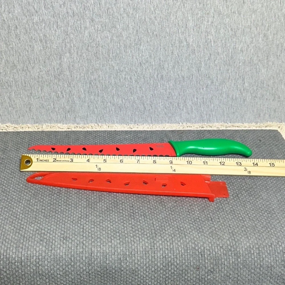 GOOD COOK Watermelon Design Serrated Blade Knife w/Sheath Slices 14 inches